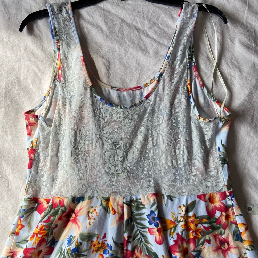 Women’s 1X Forever 21+ fit and flare skater dress tropical print with lace back - Picture 8 of 9